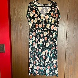 Torrid Black and Pink Floral Dress with Lace